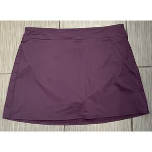 Lands’ End Women’s Quick Dry Swim Skort Size 14L Purple Brief Lined Stretch